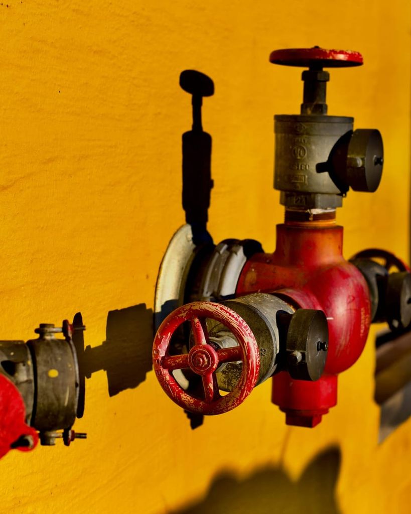 Fire hydrant valve on a wall